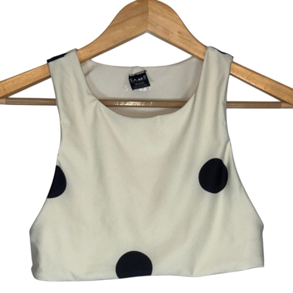 Same Los Angeles Tankini Swim Top Cropped Black White Polka Dot Small Swimsuit